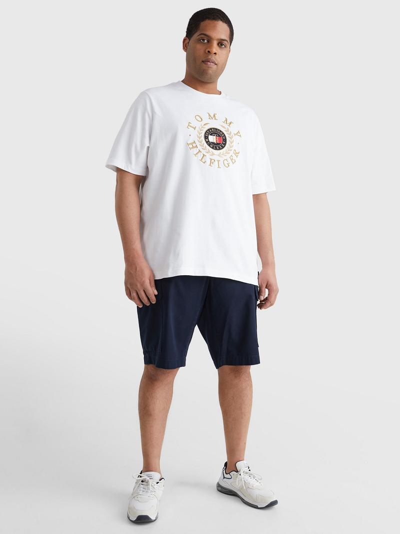 Férfi Tommy Hilfiger Icon big and tall circle logo Póló Fehér | HU 827KOR